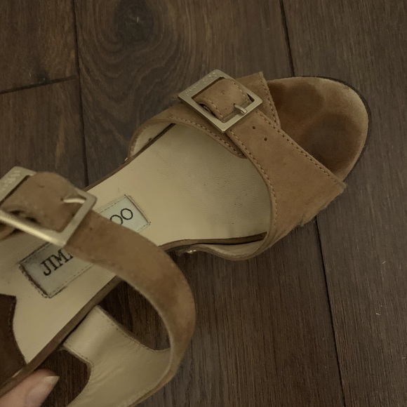 Jimmy Choo heeled sued sandals. - Picture 6 of 9